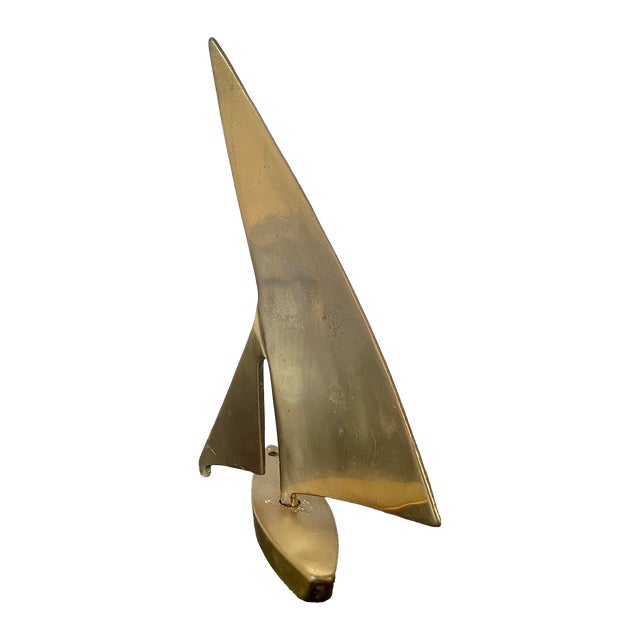 Vintage Mid-Century Brass Sailboat Sculpture For Sale