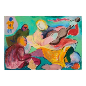 'Concert' by Martin Snipper, 1952, San Francisco Bay Area Expressionist Oil, National Academy, Guitarist