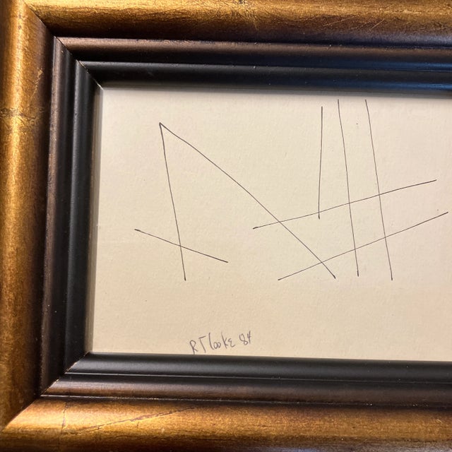 Abstract 1980’s Vintage Robert Cooke Abstract Pen & Ink Drawing For Sale - Image 3 of 4