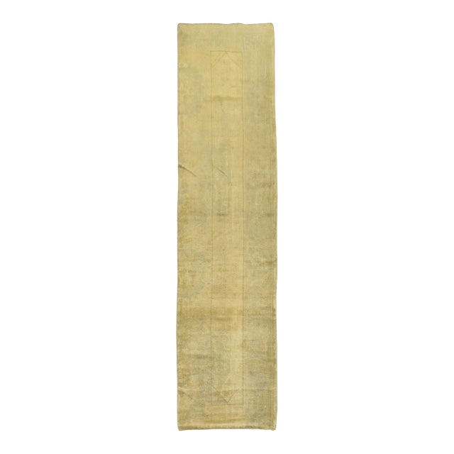 Mid 20th Century Pale Gold Turkish Oushak Runner For Sale