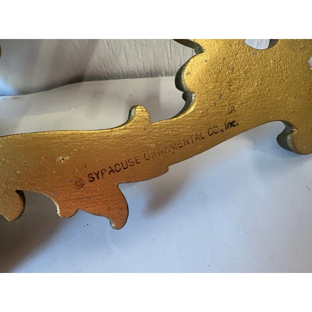 Gold Vintage Syroco Wood Gold Wall Shelf For Sale - Image 8 of 9