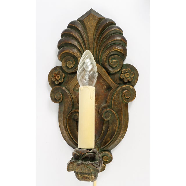 Wood Swedish Carved Wood Wall Sconce by Matts in Taserud, Folk Art For Sale - Image 7 of 7