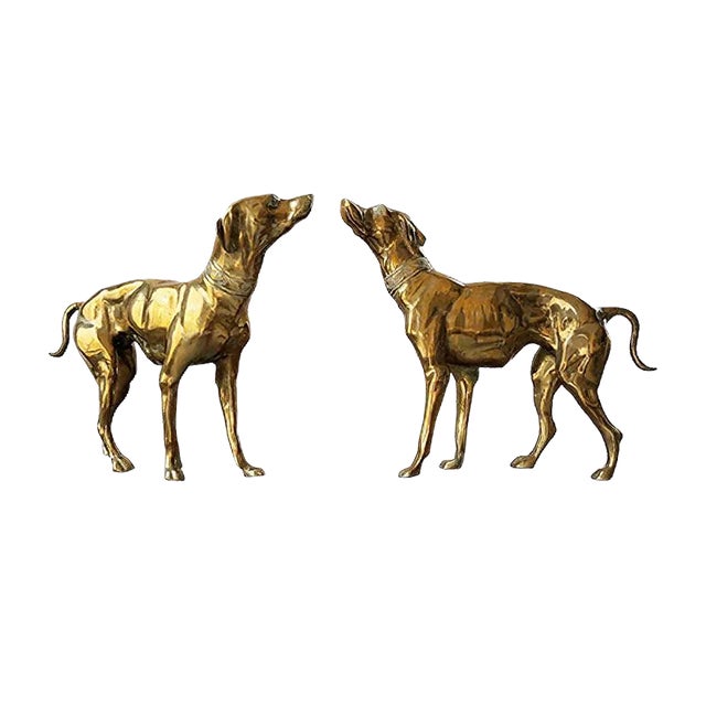 Brass Dog Statuettes, 1960s, Set of 2 For Sale