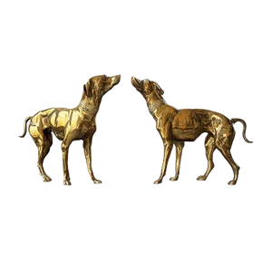 Brass Dog Statuettes, 1960s, Set of 2