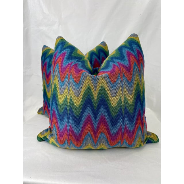 Woven Bargello in Multi 22" Pillows-A Pair For Sale In Greensboro - Image 6 of 6