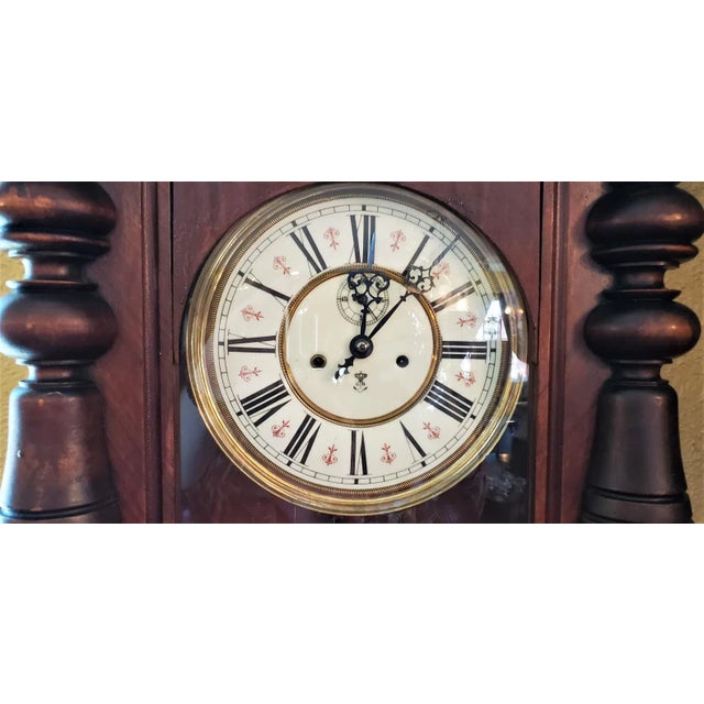 Wood 19c Gustav Becker Vienna Wall Clock For Sale - Image 7 of 12