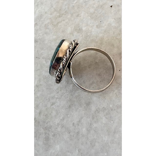 1990s Vintage Sterling Silver Turquoise Ring For Sale - Image 5 of 5