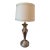 Stiffel Brushed Nickel / Pewter-Tone Modern Classic Table Lamp With Custom Nailhead Linen Shade For Sale