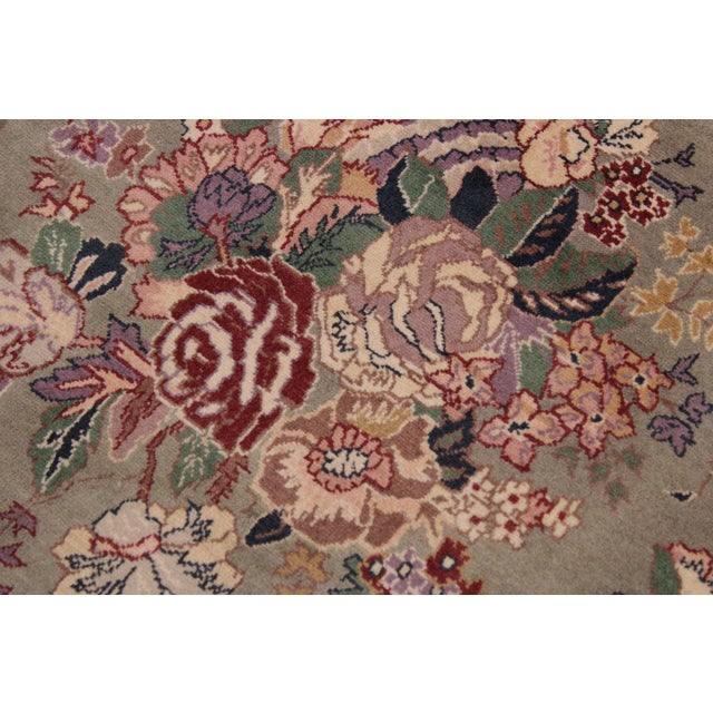 Shabby Chic Floral 1990's Pak-Persian Green/Tan Wool Rug - 9'1'' X 12'5'' For Sale - Image 3 of 9