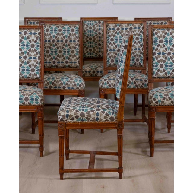 Brown Mid 20th Century Suite of twelve Louis XVI style chairs For Sale - Image 8 of 10