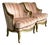 Vintage French Giltwood Striped Devore Bergère Chairs - A Pair For Sale