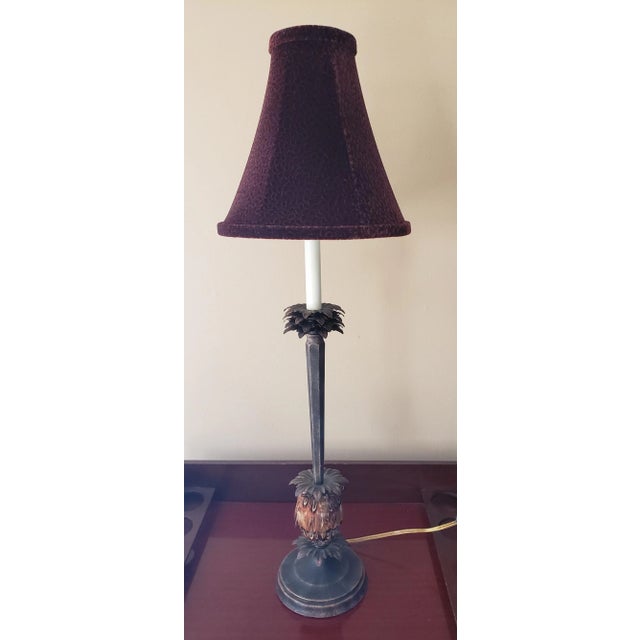 Vintage Tyndale Hollywood Regency Burnished Metal Palm Tree Feather Lamp For Sale - Image 11 of 11