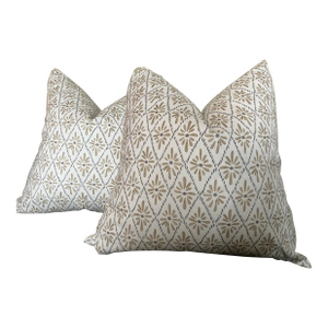 Contemporary Ballard Designs “Carbella” Wheat Malina 22 Pillows - A Pair
