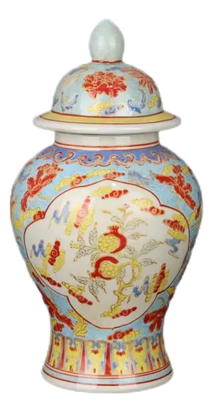 Antique Chinese Ceramic Pot Qing Dynasty Qianlong Marked Famille Rose Porcelain Ginger Jar Hand Painted Pomegranate Pattern