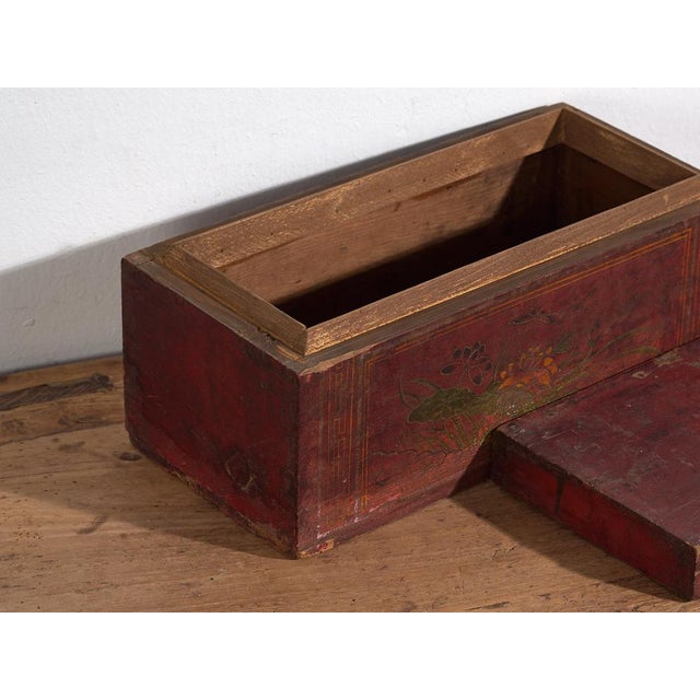 Antique Red Wooden Box For Sale - Image 3 of 9