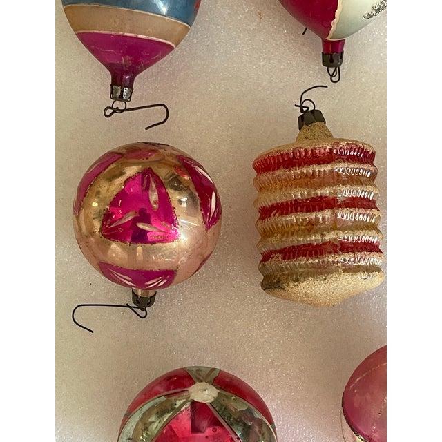 1940s 7 Antique Blown Glass Christmas Ornaments Poland For Sale - Image 5 of 8