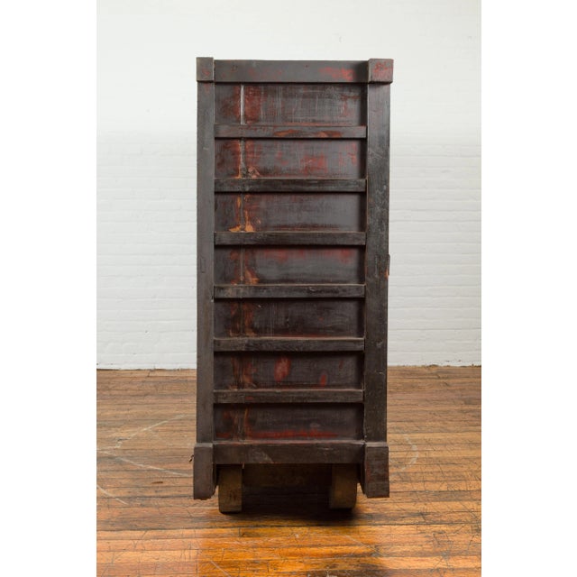 Japanese Meiji Period Late 19th Century Merchant's Chest Mounted on Wheels For Sale - Image 9 of 12