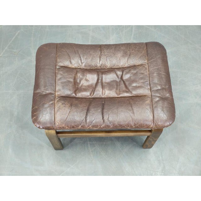 Leather Ottoman attributed to Ingmar Relling for Westnofa, Norway, 1960s For Sale - Image 3 of 12