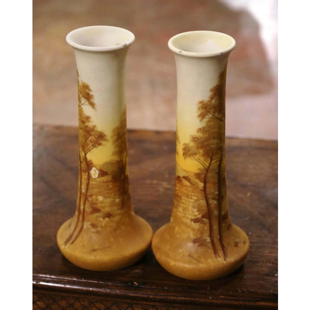 Pair of 19th Century French Vallauris Enamel Vases Signed Delphin Massier For Sale - Image 10 of 13