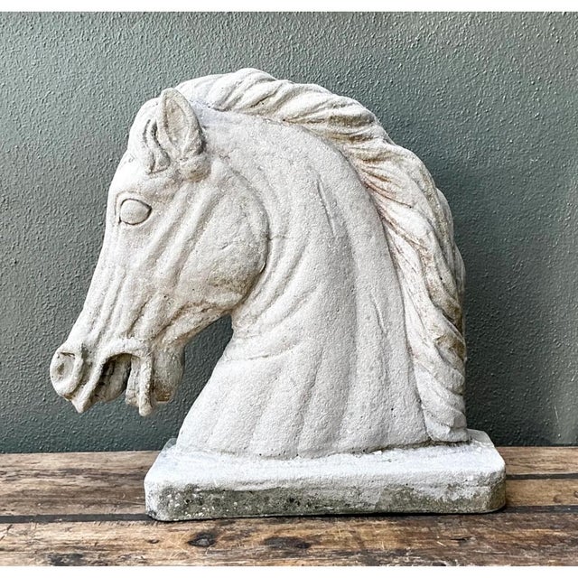 Vintage Cement Equestrian Bust For Sale - Image 11 of 12