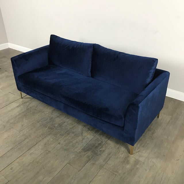 Modern Royal Velvet Navy Blue Sofa Chairish