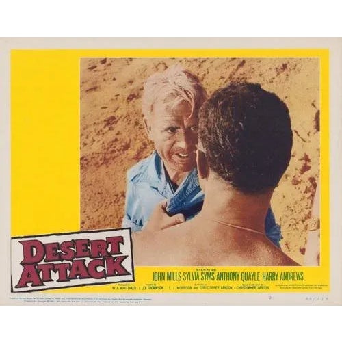 Original lobby card for the film "Desert Attack" (1958) featuring John Mills, Sylvia Syms, Anthony Quayle, and Harry...