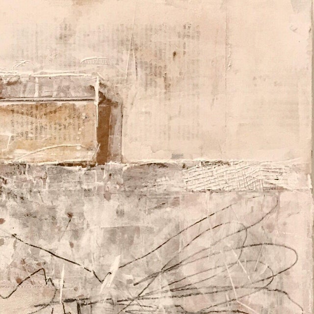 Christiane Corcelle "Suspendu Dans Le Monochrome" Mixed Media on Board, Framed Minimalist Abstract Painting in Cream and Beige, 2022 For Sale - Image 4 of 9