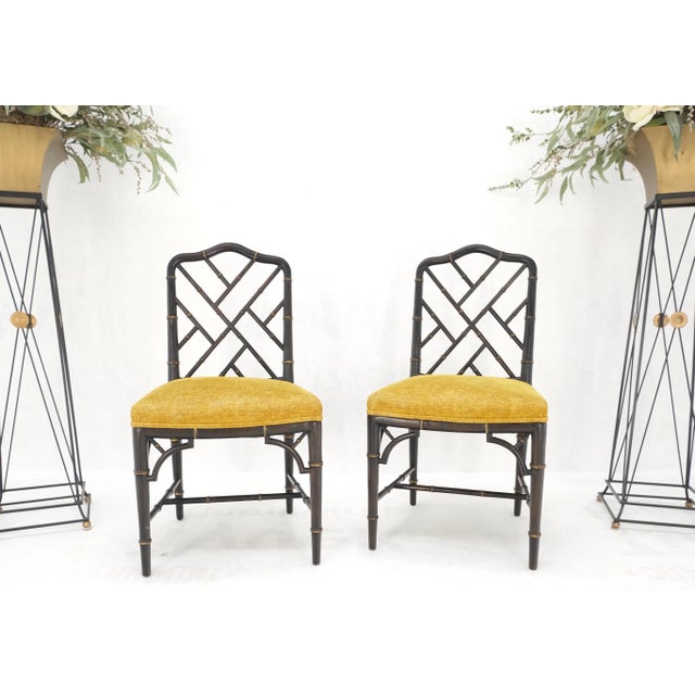 Mid-Century Modern Decorative Ebonized Walnut Faux Bamboo Side Chairs - A Pair For Sale - Image 12 of 12