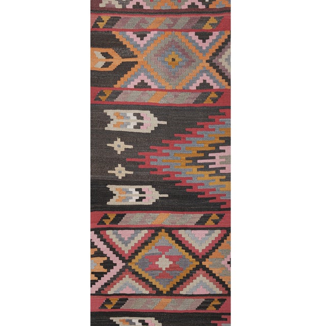 1960s Striped Turkish Kilim Runner Rug 2'5'' X 12'7'' For Sale - Image 4 of 10