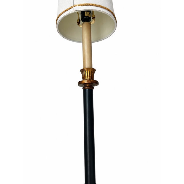 Black and Gold Neoclassical Candlestick Table Lamp With Braided-Trim Shade For Sale In Las Vegas - Image 6 of 11
