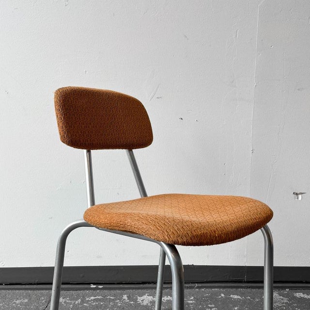 Mid-Century Aluminium Chair with Orange Fabric For Sale - Image 11 of 18