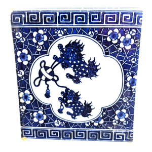 Antique Chinese Blue & White Foo Dog Porcelain Pulse Pillow