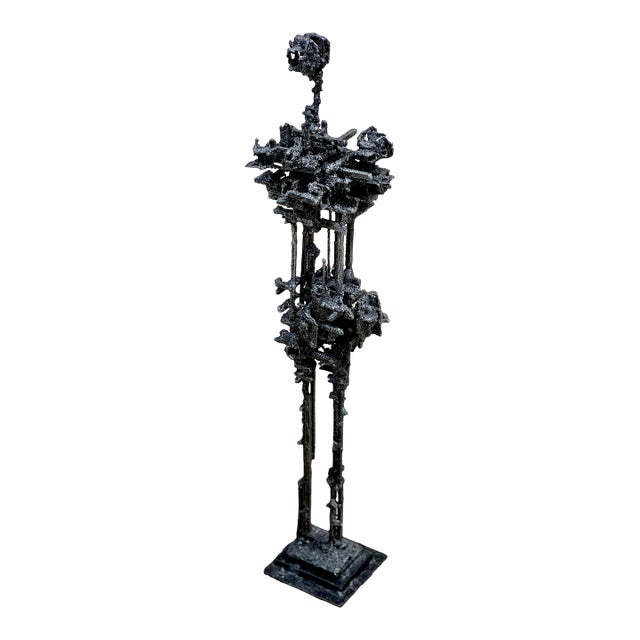 Brutalist James Bearden Cathedral Figure Silver Wash Over Steel 2025 For Sale