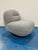 Modern Slipper Swivel Chair, gray nubby fabric. Showroom floor sample.