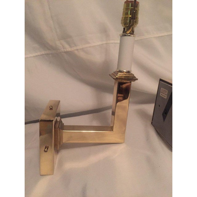Vintage Modern Square Arm Wall Lamps Heavy Brass in the Style of Karl Springer - a Pair For Sale - Image 9 of 12