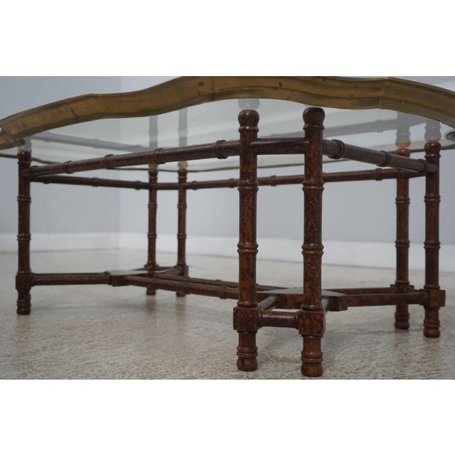 Baker Regency Style Faux Bamboo Glass Top Coffee Table For Sale In Philadelphia - Image 6 of 11