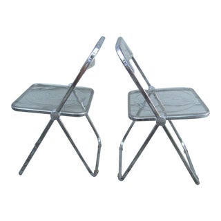 "Plia" Chairs by Giancarlo Piretti for Castell by Anonima Castelli Italy, Unmarked - a Pair For Sale