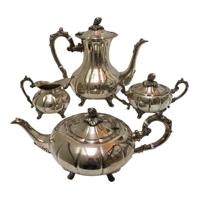 1940s Silver Plate Coffee and Tea Service by F. B. Rogers - 4 Piece Set For Sale