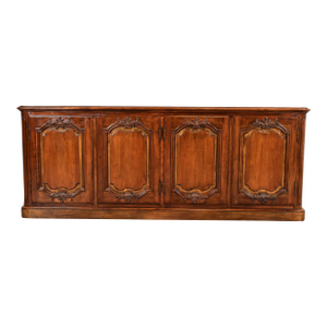 Baker Furniture French Provincial Louis XV Carved Walnut Sideboard or Bar Cabinet, Circa 1960s