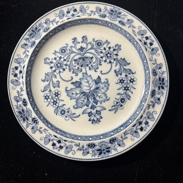 Blue Vintage Mismatched Blue & White Chinoiserie Plates & Teapot - 7 Pieces For Sale - Image 8 of 11
