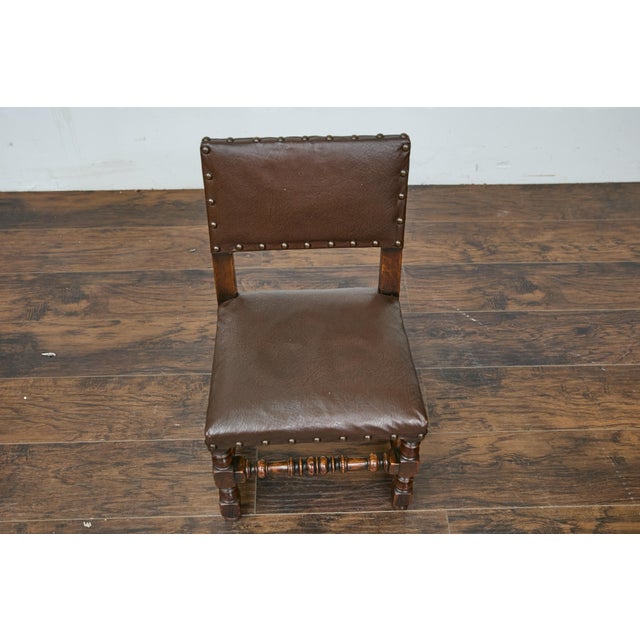 English 1880s Child's Chair with Turned Legs and Oil Cloth Upholstery For Sale - Image 11 of 12
