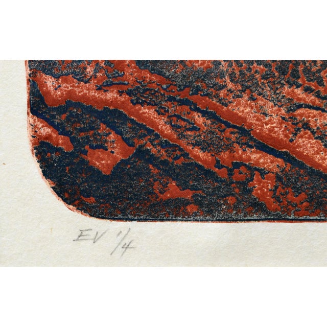 1980s Red Lava Abstract Collagraph by Winifred Heron For Sale - Image 5 of 8