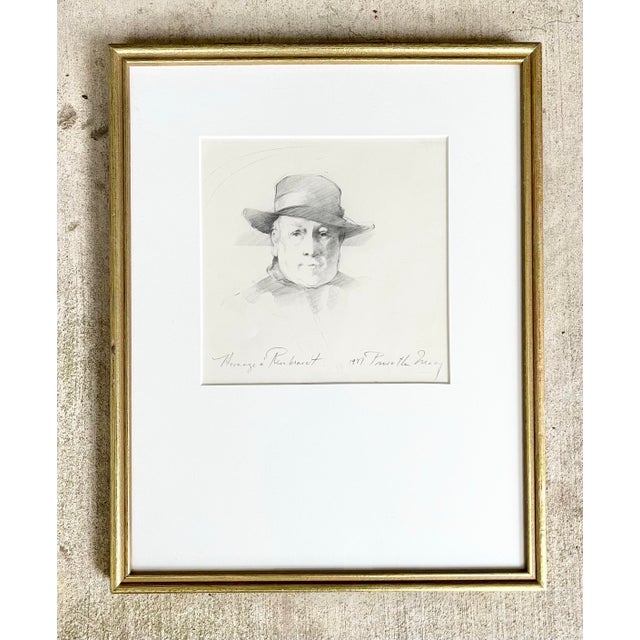 1977 Priscilla Treacy, Hommage à Rembrandt Framed Original Pencil Portrait Study Original pencil-on-paper portrait study...