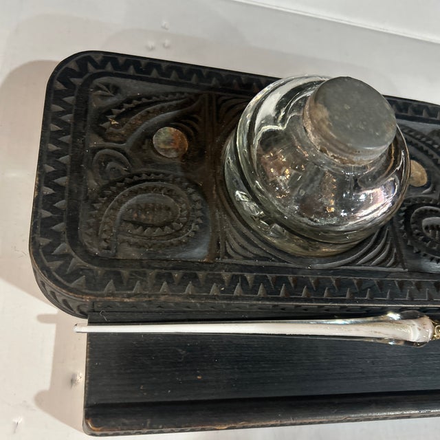 Antique Inlaid Inkwell For Sale - Image 4 of 9