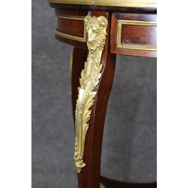 French Louis XV 1870s Era Marble Top Bronze Mounted Mahogany Round End by Millet For Sale - Image 15 of 16