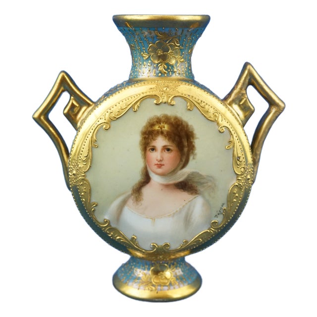 Perfume Bottle or Porcelain Vase with Gold Decorations by Radler & Pilz factory, Austria, Late 1800s For Sale