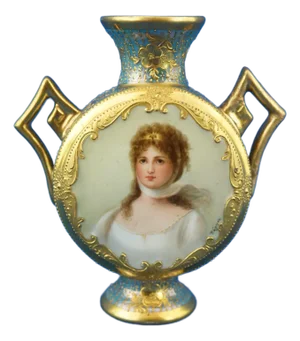Perfume Bottle or Porcelain Vase with Gold Decorations by Radler & Pilz factory, Austria, Late 1800s