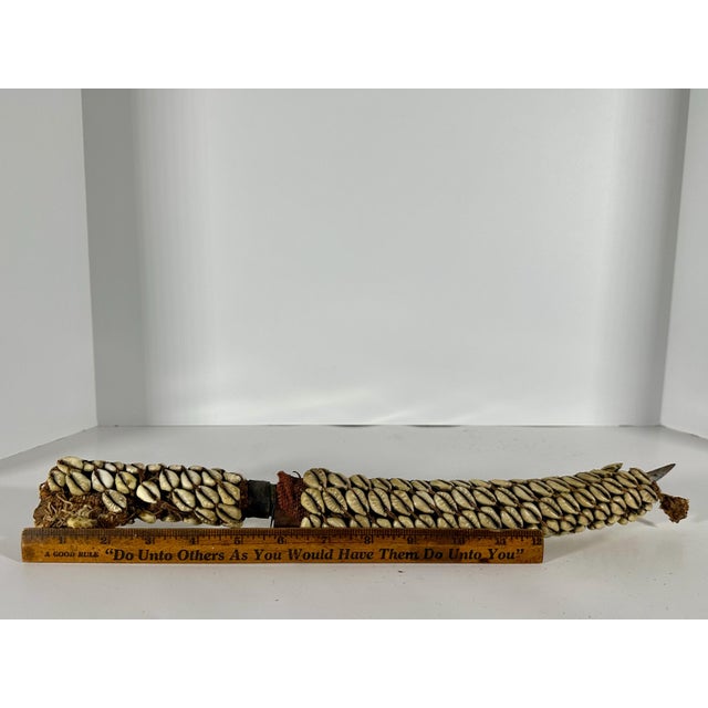 Algerian Berber Flyssa Dagger: Cowrie Shell Sheath, Etched Steel Blade For Sale - Image 10 of 10