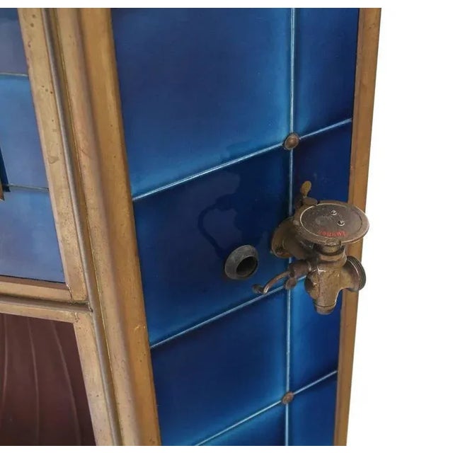 Blue Vintage Mid Century Austrian Corner Gas Fireplace For Sale - Image 8 of 10