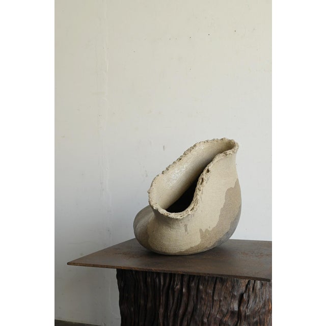 Contemporary Japanese Ceramic Vase / Sculptural Twisted Form / Abstract /Po391 For Sale - Image 13 of 17
